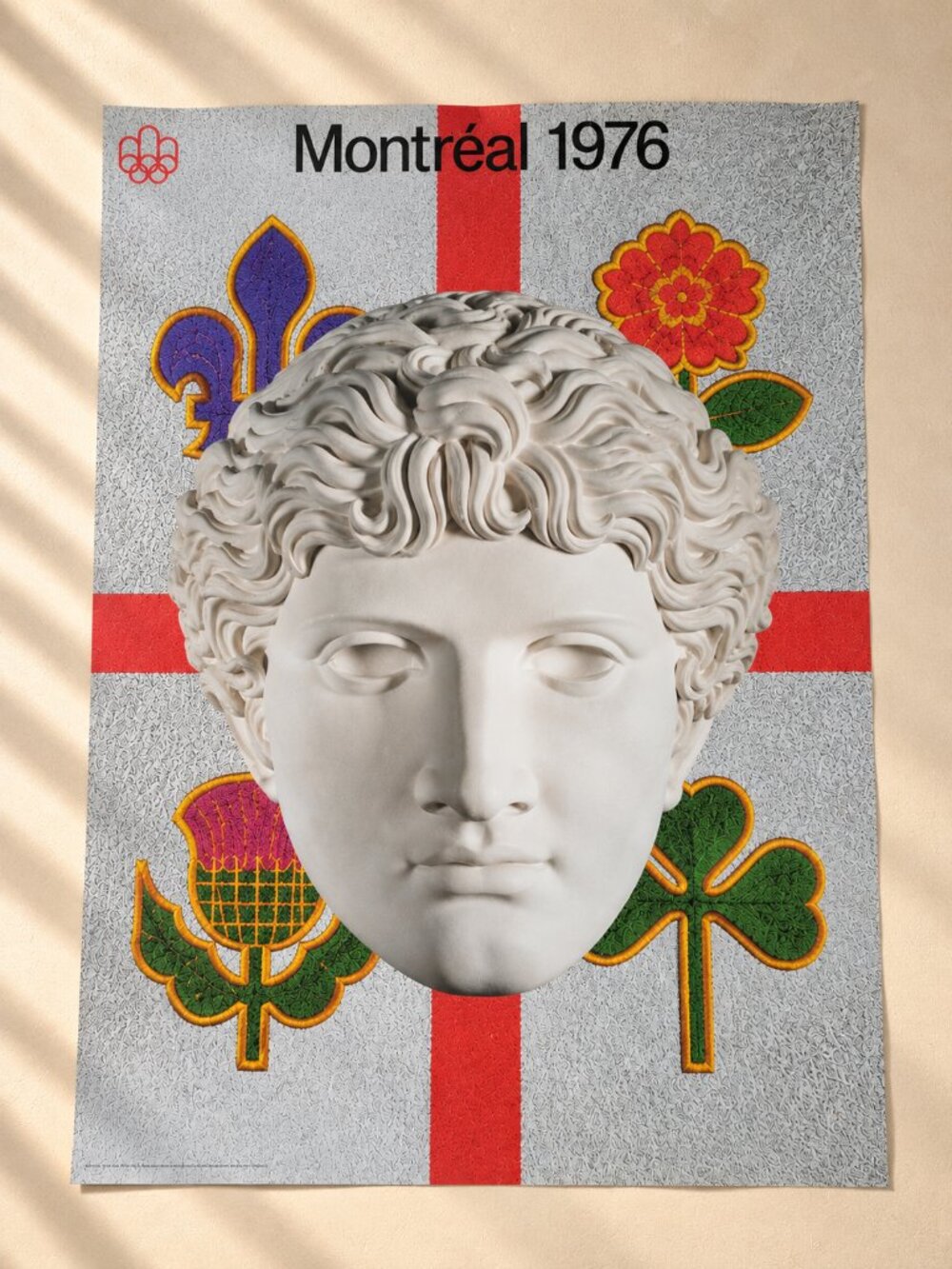 1976 Montreal Olympics Official Poster Greek Statue Head Vintage Large 33"